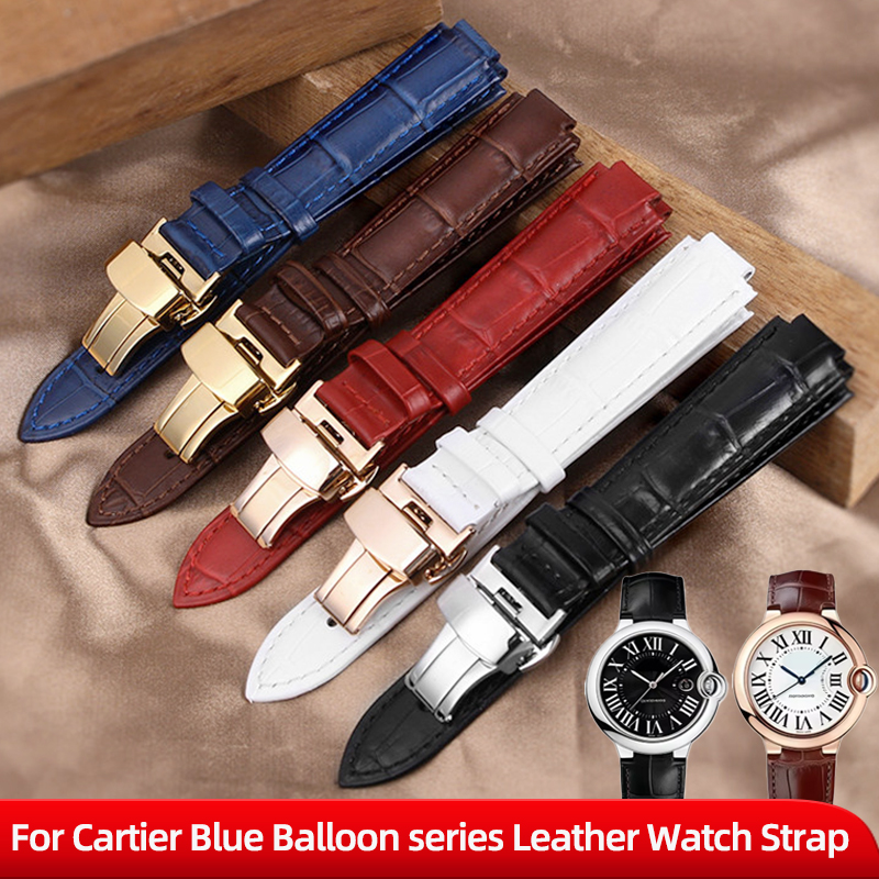 Cartier Watch Ballon Bleu - Pulseira de Couro Genuíno para Relógio